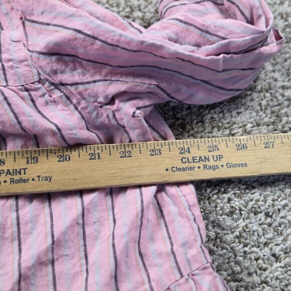 J.Jill Tiered Dress Womens 1X Pink Love Linen Striped Button Up Mark* - Picture 3 of 7